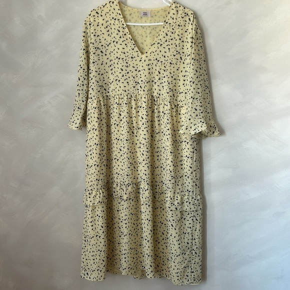 Little Moon pale butter yellow boho tiered ruffled maxi dress XS or S Aritzia - Picture 3 of 9